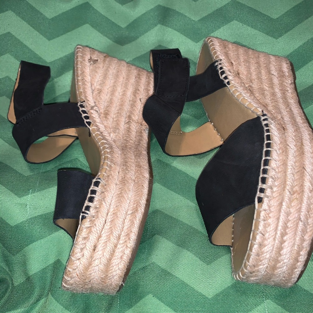 Franco Sarto Black Wedge Platform Sandals - Picture 10 of 13